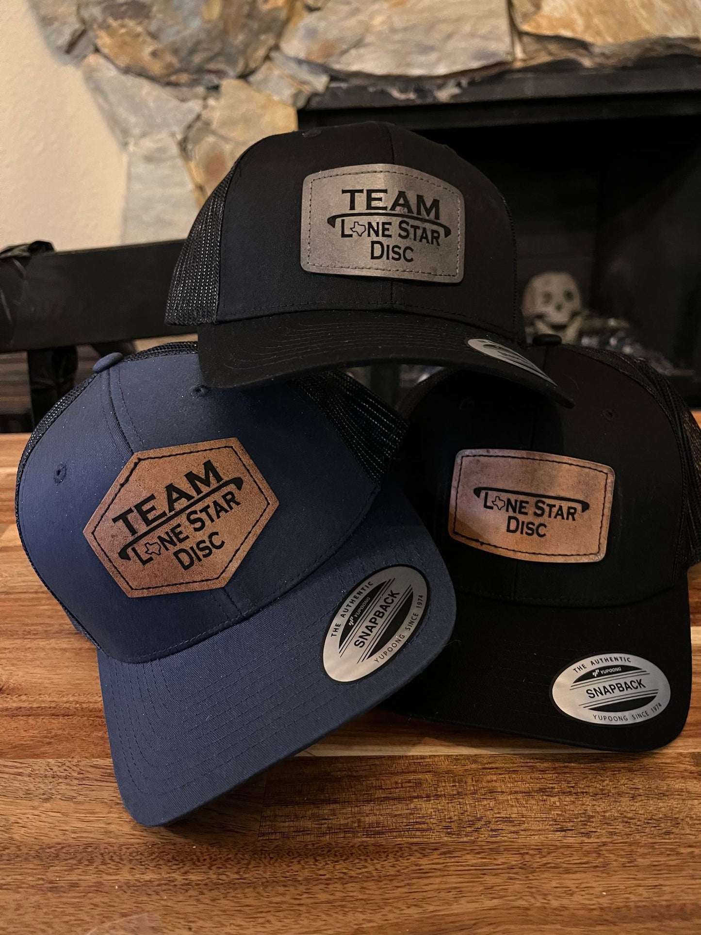 Leather Engraved Lonestar Disc Logo Hat