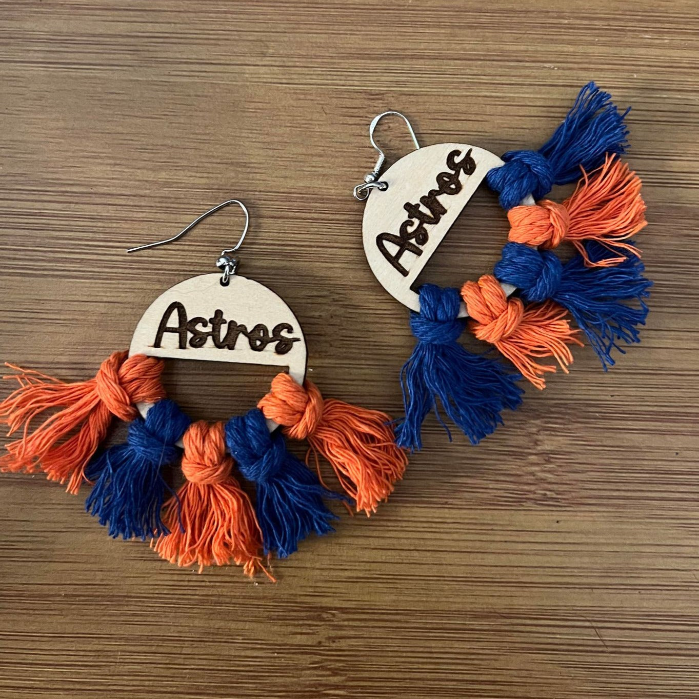 Astros Cursive Style 2 Fringe Earrings