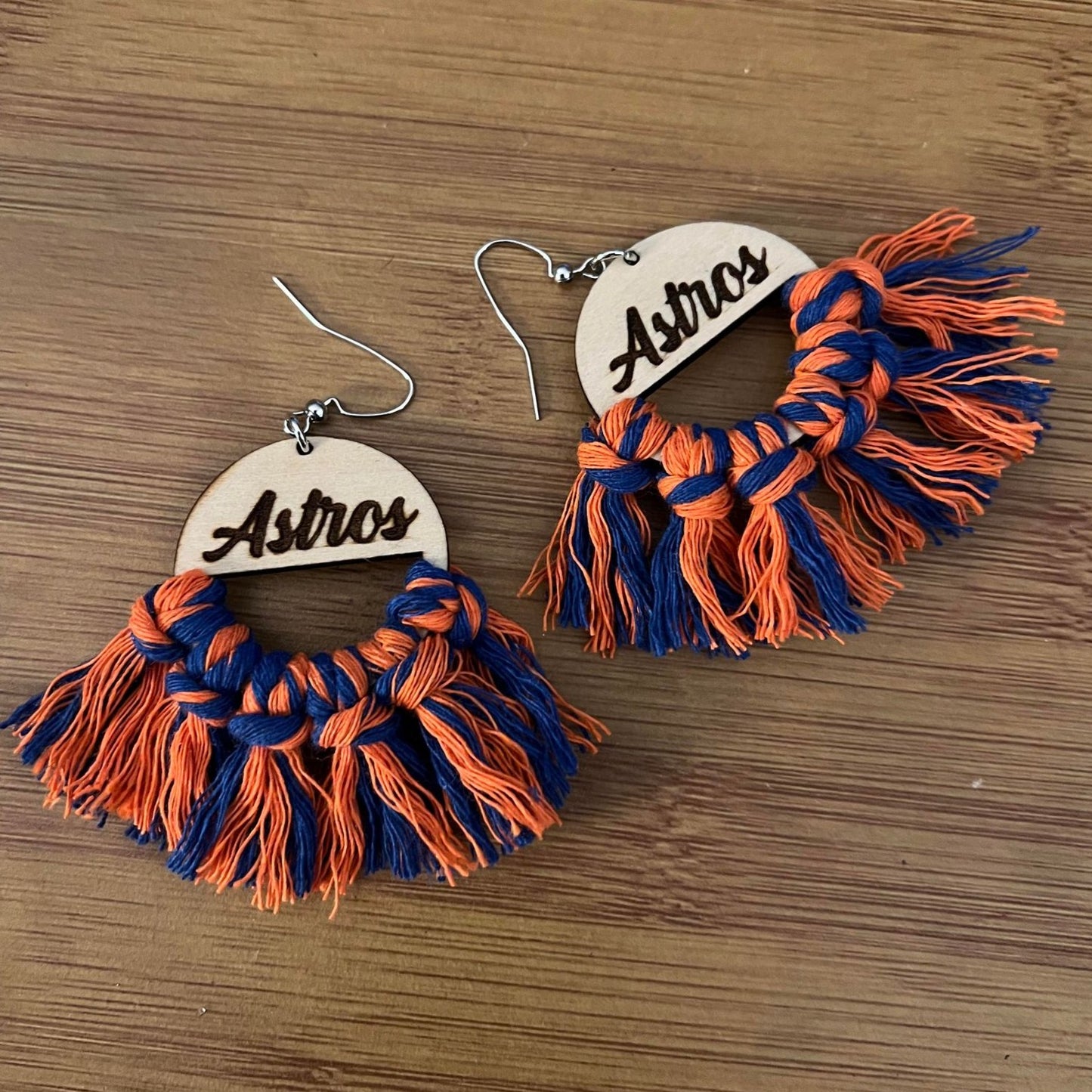 Astros Cursive Style 1 Fringe Earrings