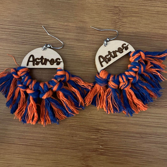Astros Cursive Style 2 Fringe Earrings