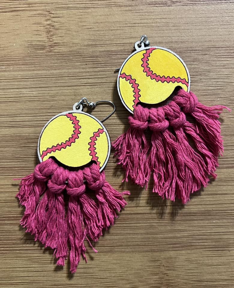 Softball Fringe Earrings