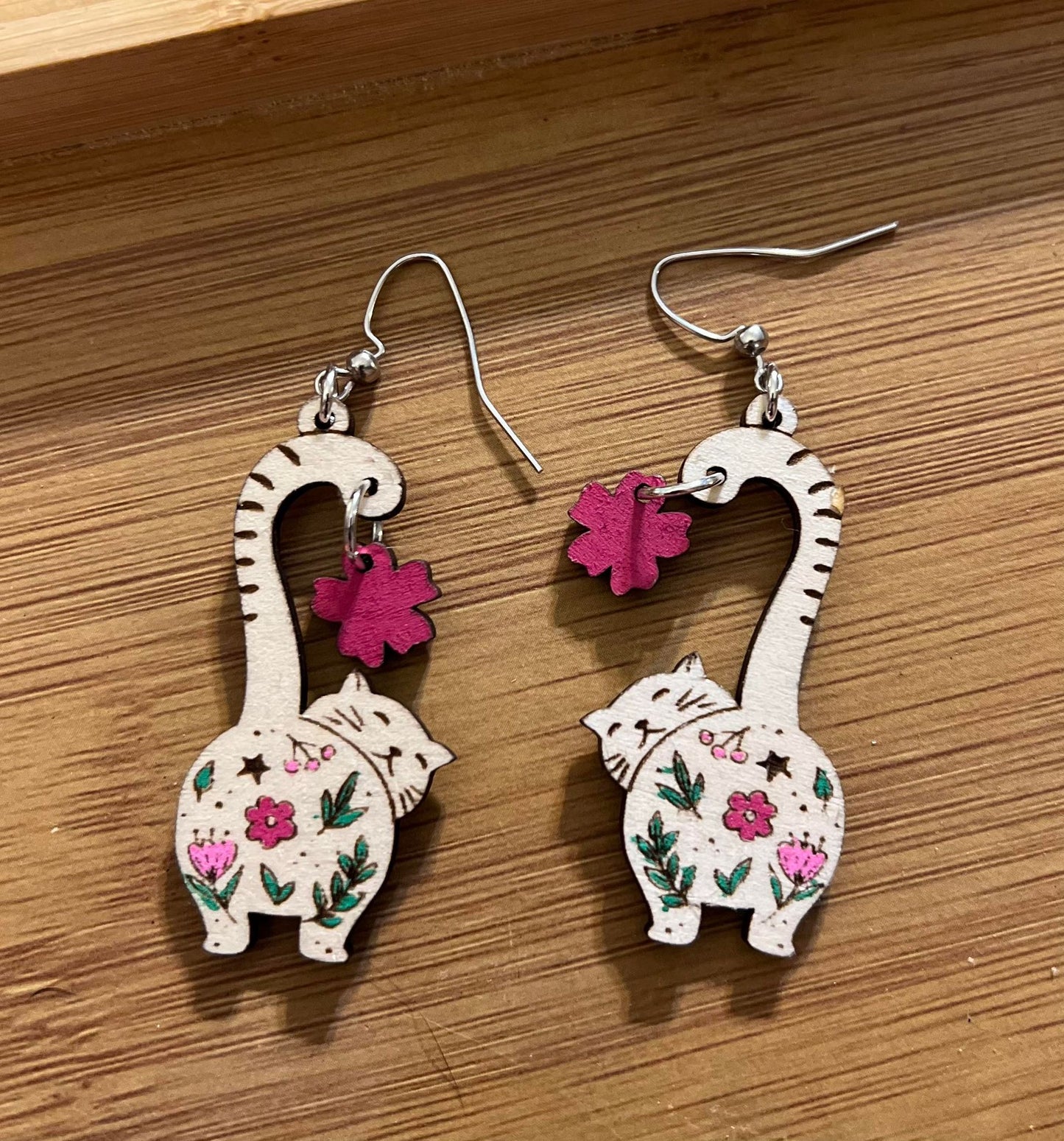 Floral Cat Earrings