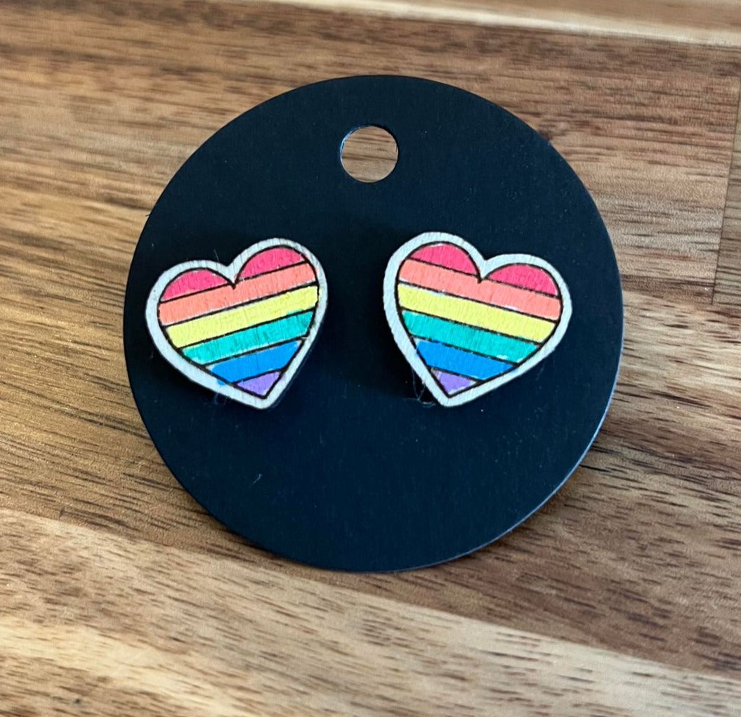 Rainbow Heart Studs