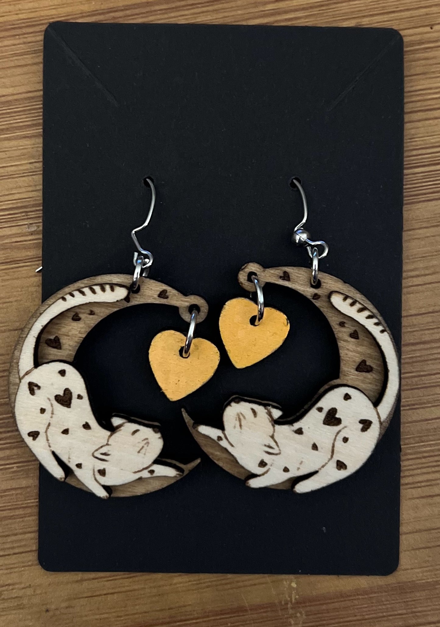 Crescent Playful Kitten Earrings