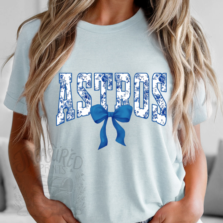 Floral Blue Toile Astros Tee