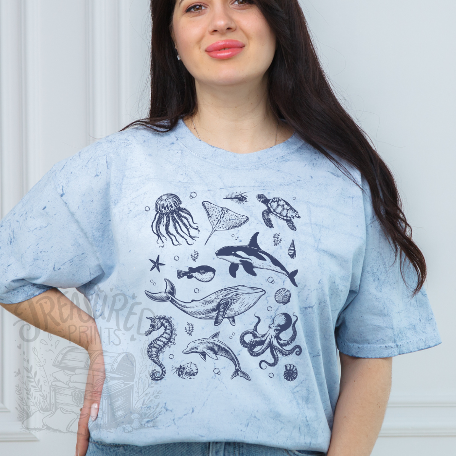 Retro Style Sea Animals Tee