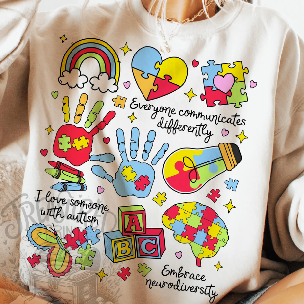 Everyone Communicates Differently Autism Awareness Tee