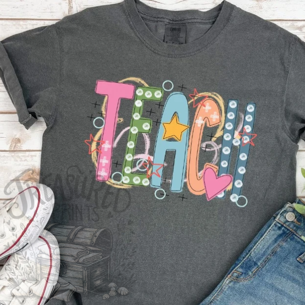 Colorful Trendy Teach Tee