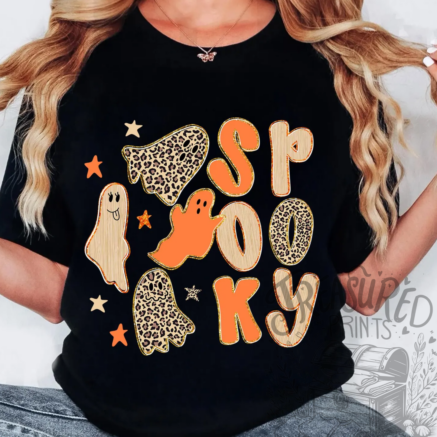 Orange Spooky Doodle Tee