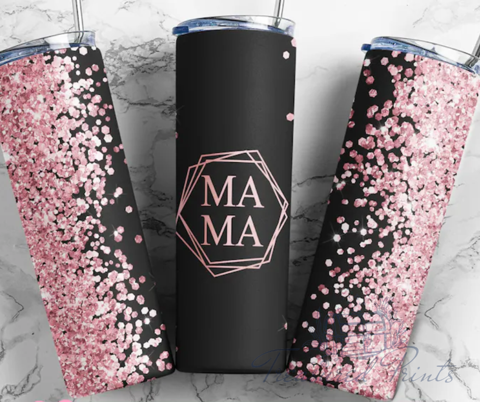 Pink & Black Glitter Mama