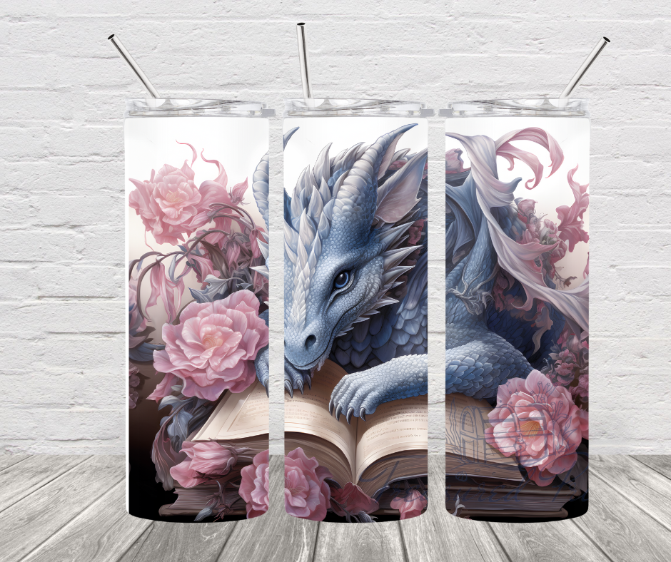 Cute Floral Dragon Reading