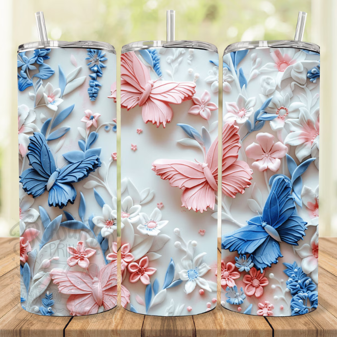 3D Butterflies & Wildflowers 20 oz Tumbler