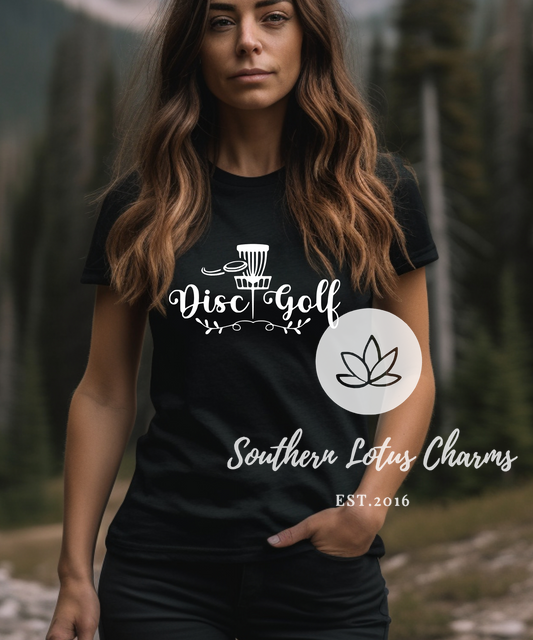 Disc Golf with flourish leaves