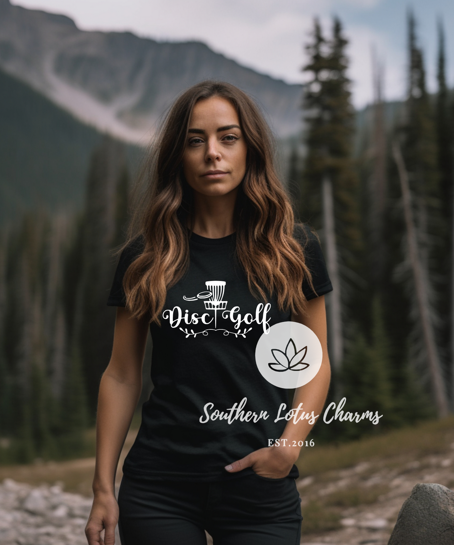 Disc Golf with flourish leaves