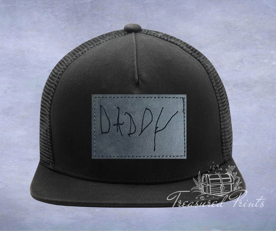 Handwriting Leather Engraved Patch Hat