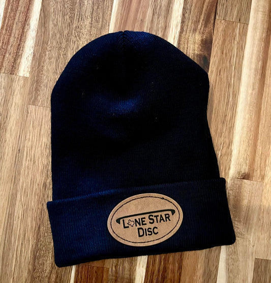 Leather Engraved Lonestar Disc Logo Beanie