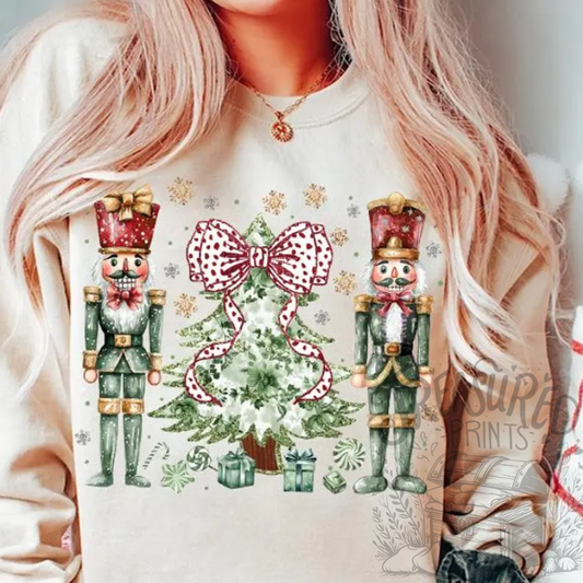 Preppy Glittery Gold & Green Nutcrackers