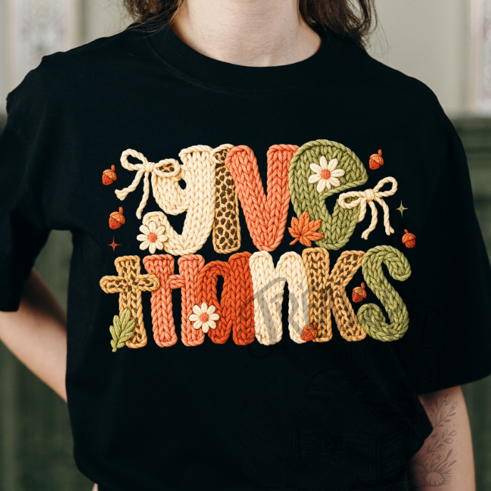 Crochet Yarn Look Give Thanks Tee
