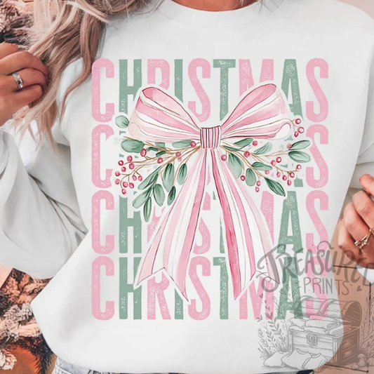 Pastel Christmas Bow Tee