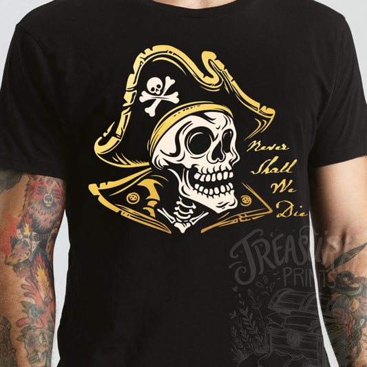Never Shall We Die, F*ck Cancer Pirate Skull Tee