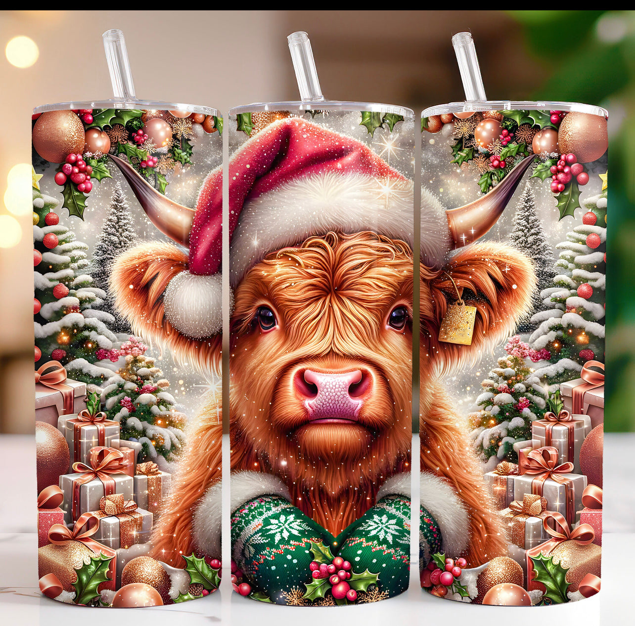 Christmas Highland Cow 20oz Tumbler