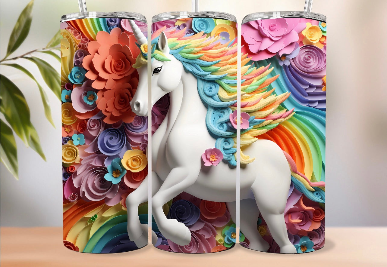 3D Rainbow Unicorn 20oz Tumbler