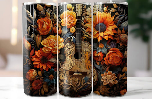 Floral Guitar 20oz Tumbler