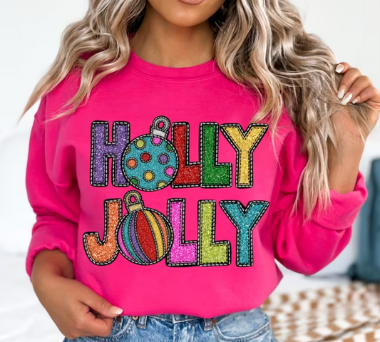 Holly Jolly Faux Sequin & Embroidered Look