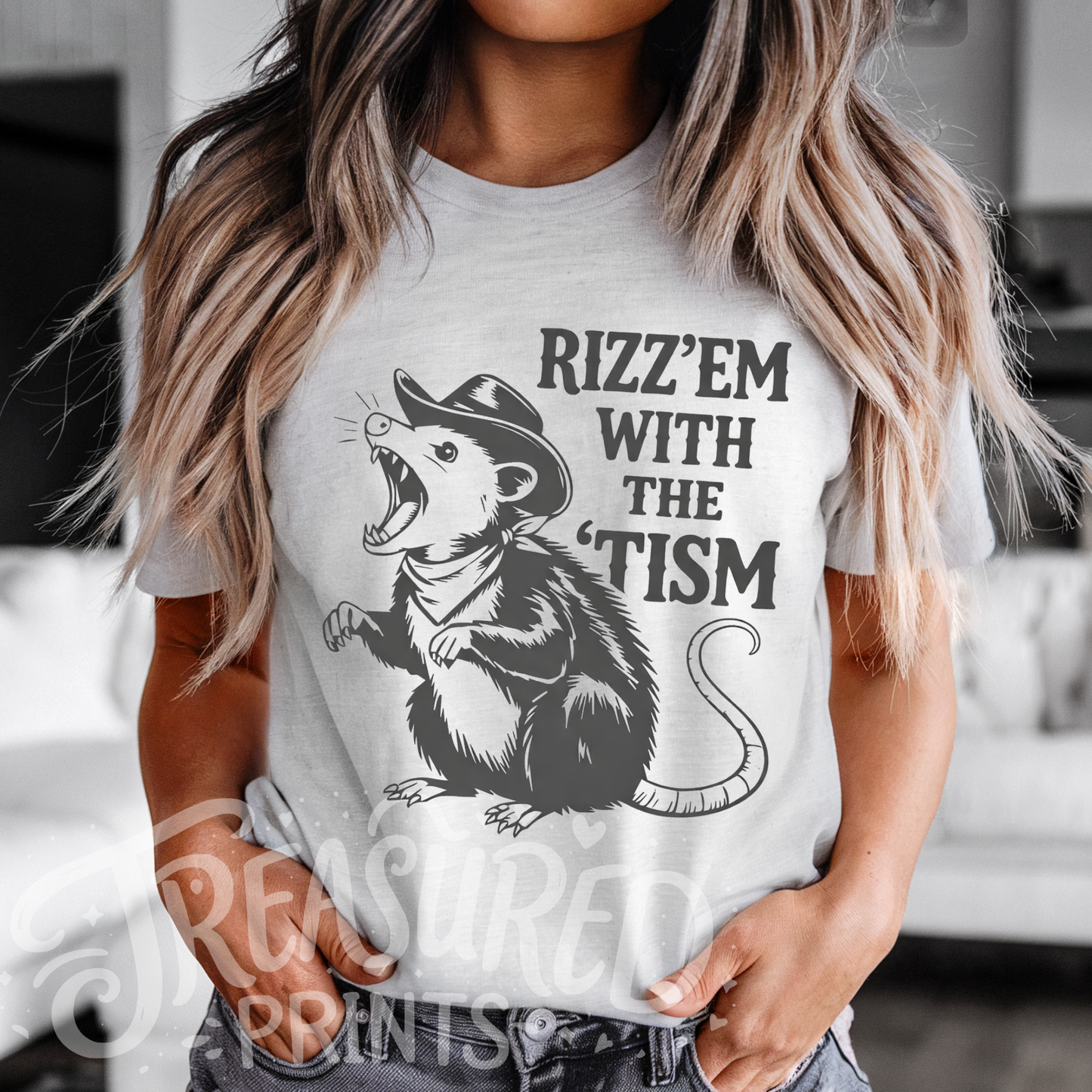 Rizzem With The Tism Cowboy Possum Tee