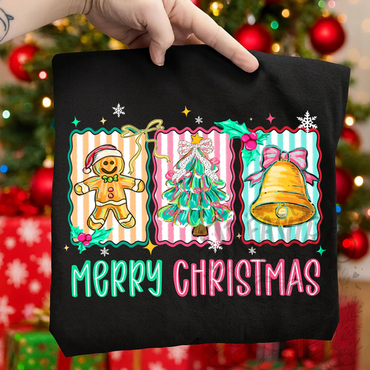 Brushstroke Merry Christmas Preppy Tee