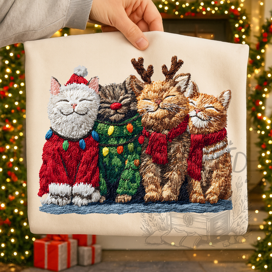 Faux Yarn Christmas Kitties Tee