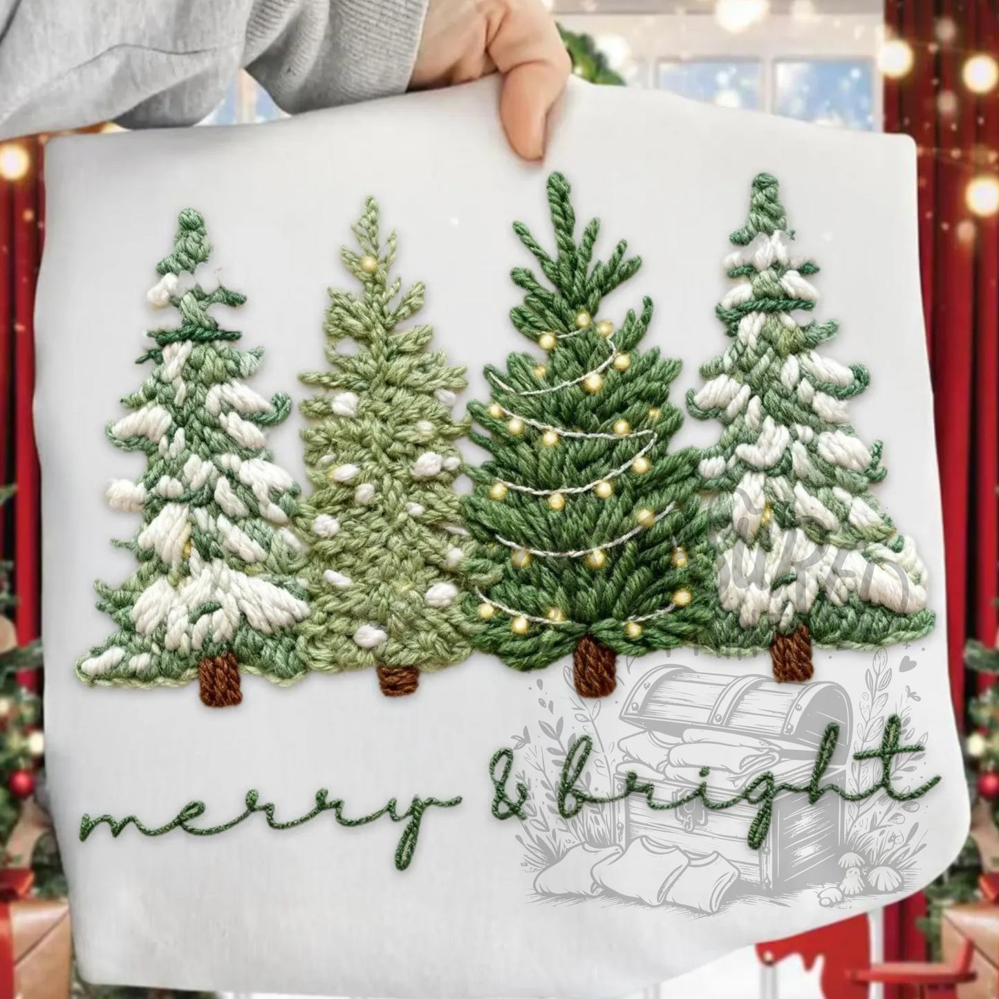 Faux Yarn Merry & Bright Trees Tee