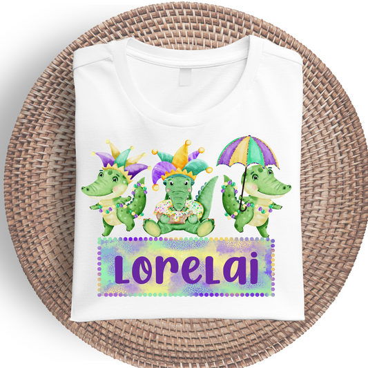 Custom Name Mardi Gras Kids Tee