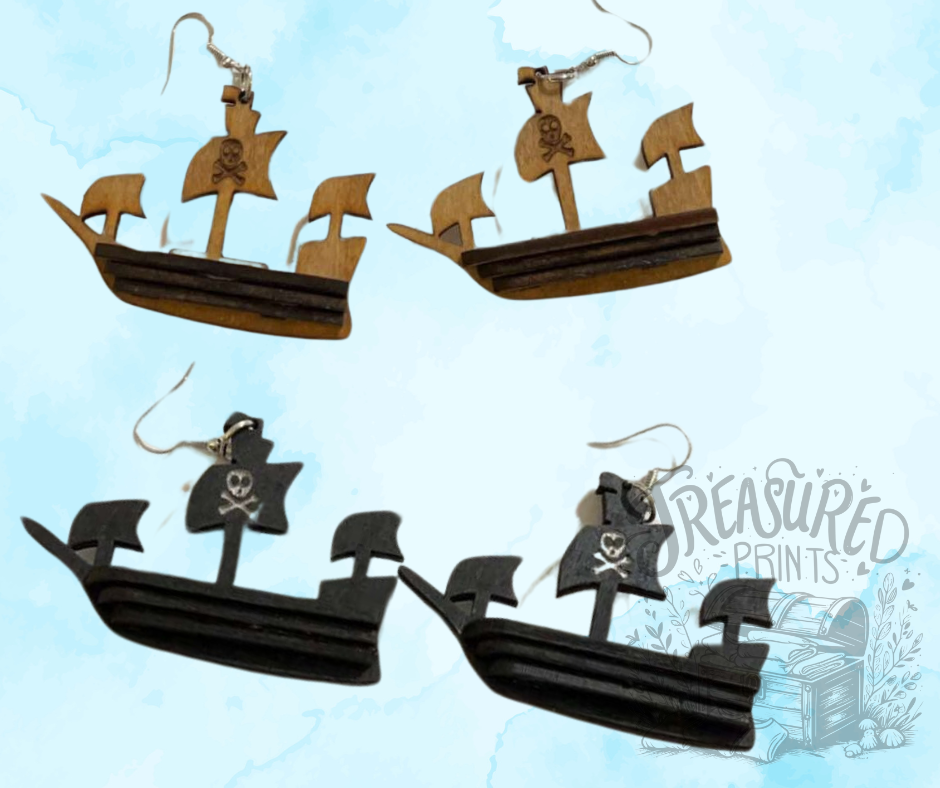 3D Pirate Ship Earrings