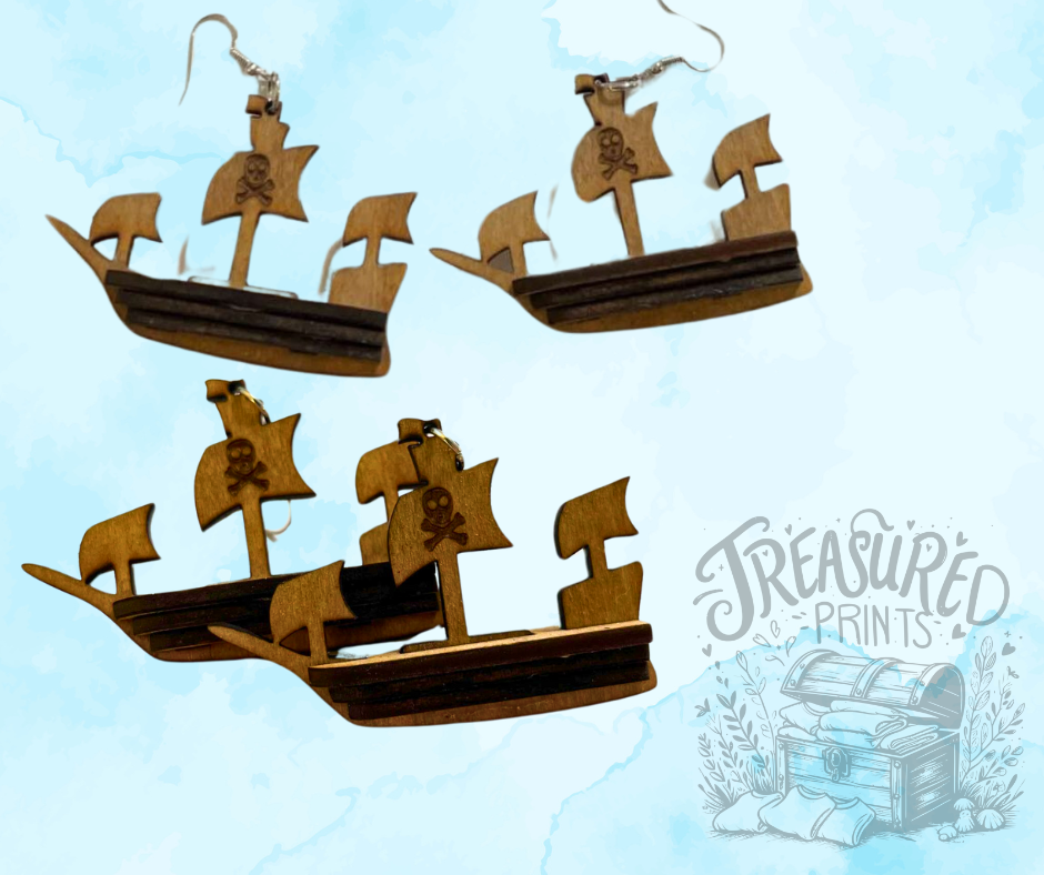 3D Pirate Ship Earrings