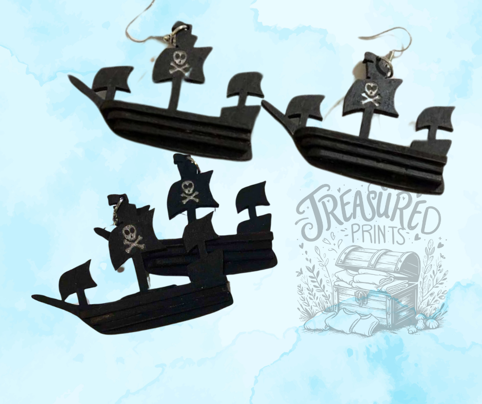 3D Pirate Ship Earrings