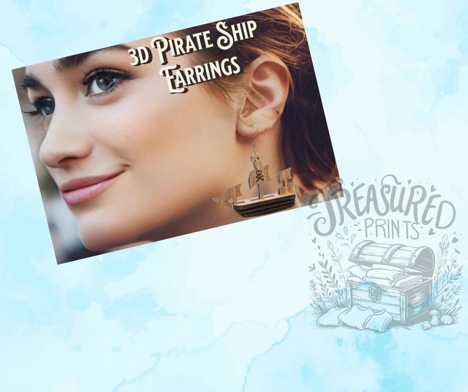 3D Pirate Ship Earrings